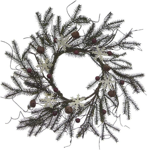 6.5" Snowflake, Berry & Bell Spruce Candle Ring