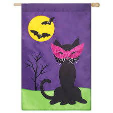 Halloween Cat Applique House Flag,  #158240BL