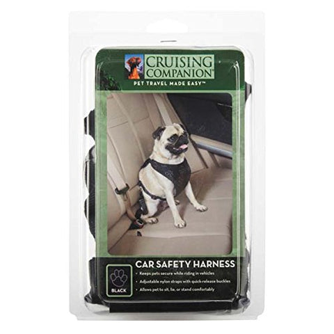 Cruising Companion CR Pawprint Car Harness for Dogs, Small/Medium, Black