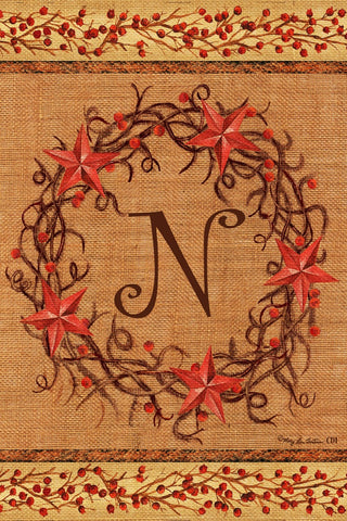 Star Wreath Monogram "N" Garden Flag, #2066FM