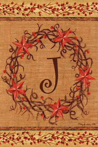 Star Wreath Monogram "J" Garden Flag, #2062FM