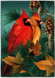 Autumn Splendor Cardinals House Flag, #131009
