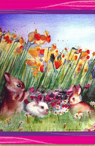 Bunnies and Flowers Easter House Flag, #DDES0001L