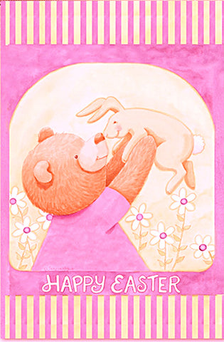 Happy Easter Teddy and Bunny Garden Flag,  # ddes0011g