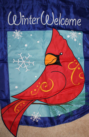Winter Cardinal Applique Garden Flag, #55062