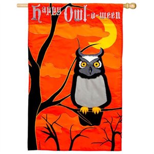 Happy Owl-o-ween Applique House Flag, #151174