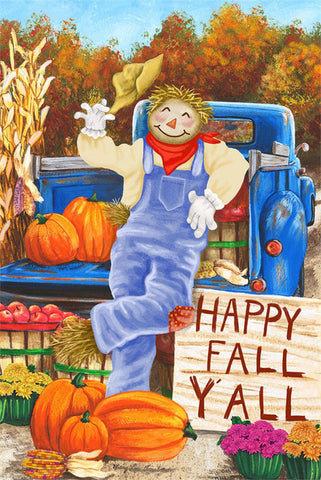 Happy Fall Ya'll Scarecrow Garden Flag, #9932FM