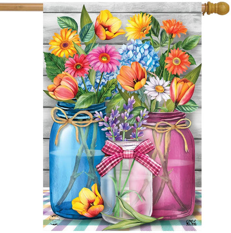Spring Floral Jars Garden Flag, #G01802
