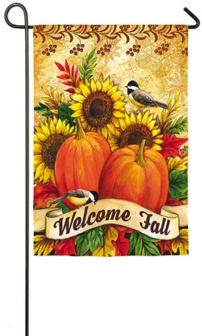 Fall Sunflowers, Pumpkins & Birds Garden Flag, #14S3891