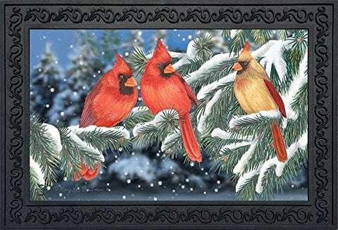Winter Cardinal Trio Doormat, #D00705