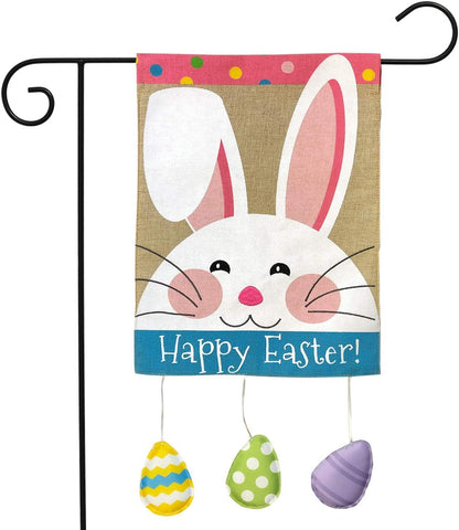 Happy Easter Bunny Burlap Garden Flag, #G01598
