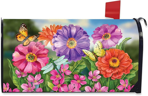 Zinnias In Bloom Standard Size Mailbox Cover, M01778