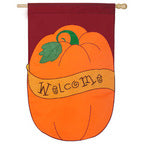 Pumpkin Welcome Applique House Flag,  #158316BL