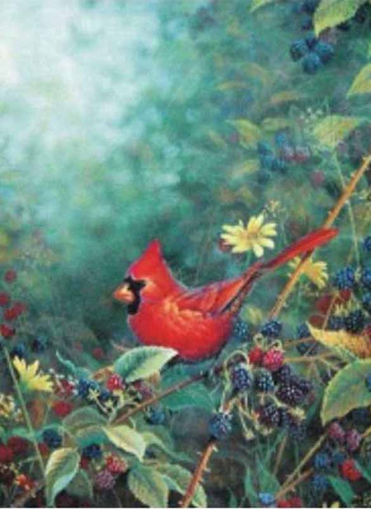 Cardinal with Berries Garden Flag, #FS64