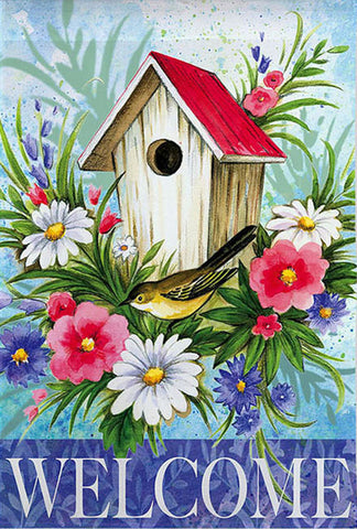 Birdhouse Welcome Garden Flag,  #141612