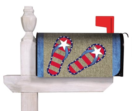 Burlap Patriotic Flip Flop Standard Size Mailbox Cover, #56507