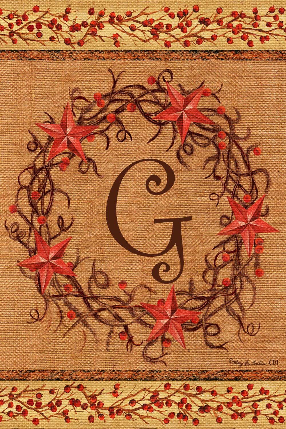 Star Wreath Monogram "G" Garden Flag, #2060FM