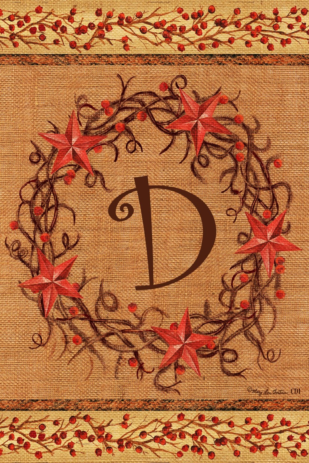Star Wreath Monogram "D" Garden Flag, #2057FM