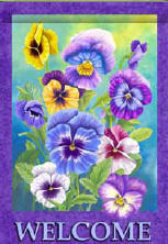 Pansy Welcome Garden Flag, #0600fm