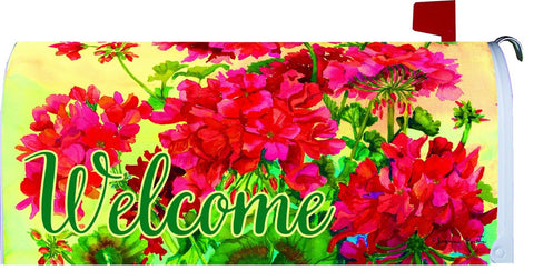 Welcome Geraniums Large Mailbox Cover, #2675ML
