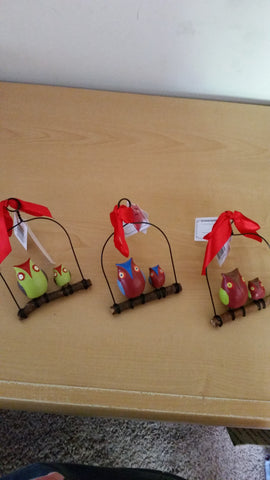 Owl On A Swing Ornaments, Set of 3