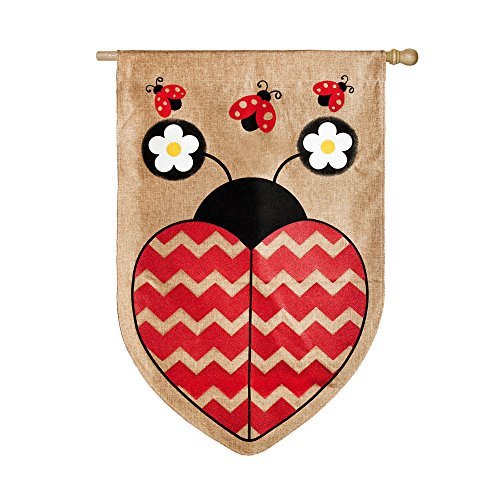Love Ladybug Burlap House Flag,  # 13b3246bl