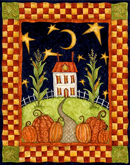 Pumpkin Moon Primitive House Flag,  #H00079
