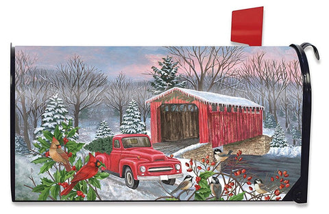 Winter Covered Bridge Large Mailbox Cover, L00520
