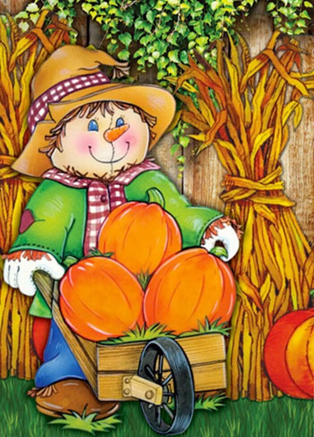 Scarecrow and Pumpkins Garden Flag,  #G00569