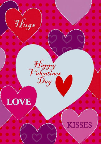 Hugs & Kisses Valentines Day House Flag,  # H00264