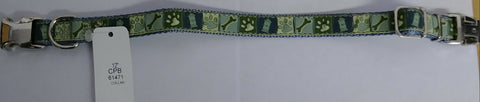 12 Inch Nylon Dog Collar, Light Blue and Green