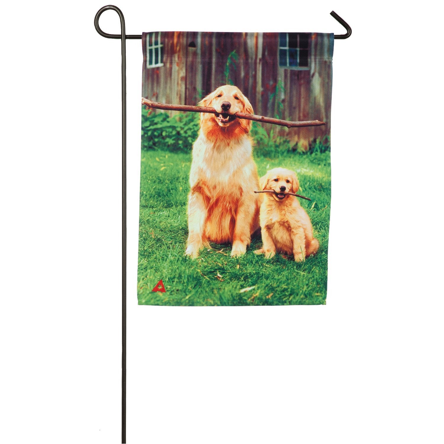 Big and Little Dog with Sticks Garden Flag, #14a4729