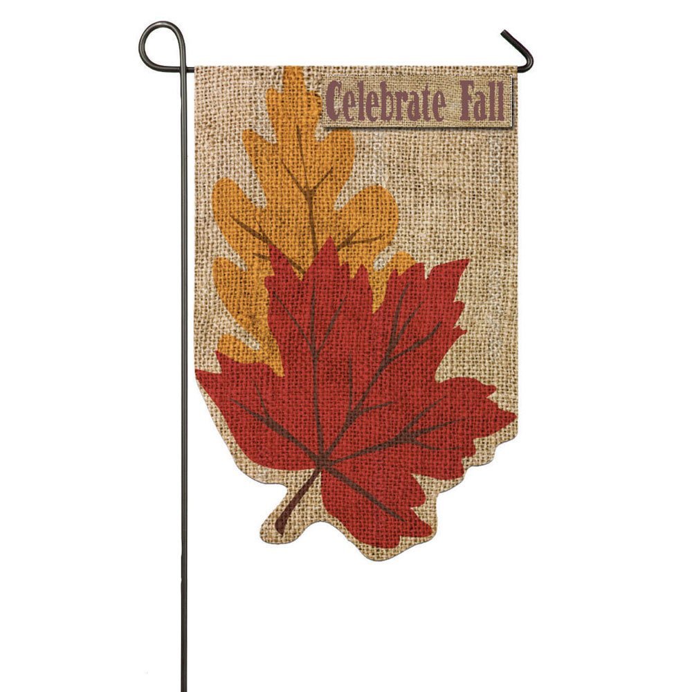 Welcome Fall Leaves Burlap Garden Flag, #14b3057