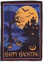 Happy Haunting Suede Reflections Garden Flag,  #z141461a