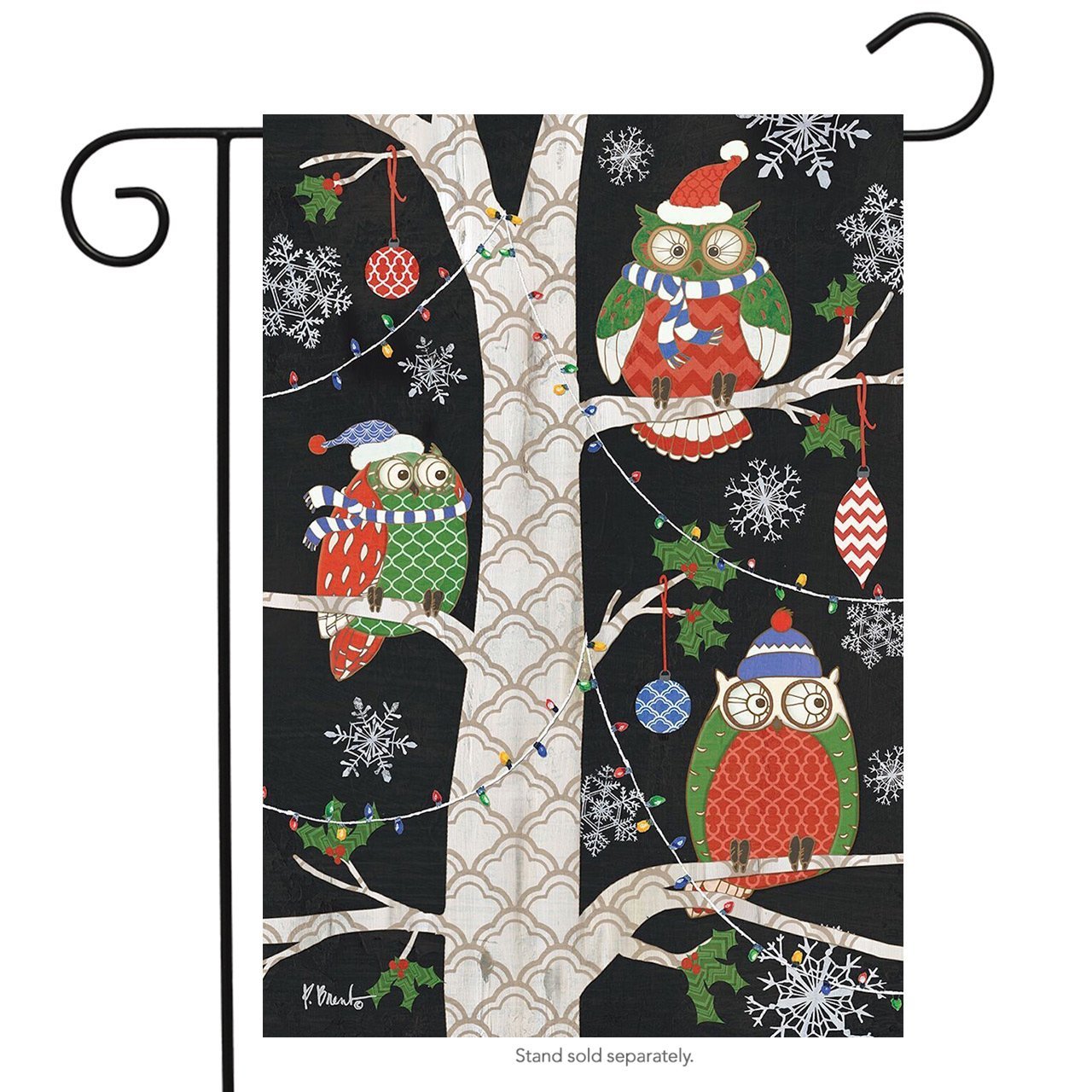 Holiday Owls Primitive Garden Flag, #G00258