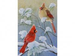 Snow Cardinals Garden Flag,  #0496fm