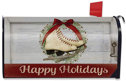 Happy Holiday Skates Large Mailbox Cover, #L00221