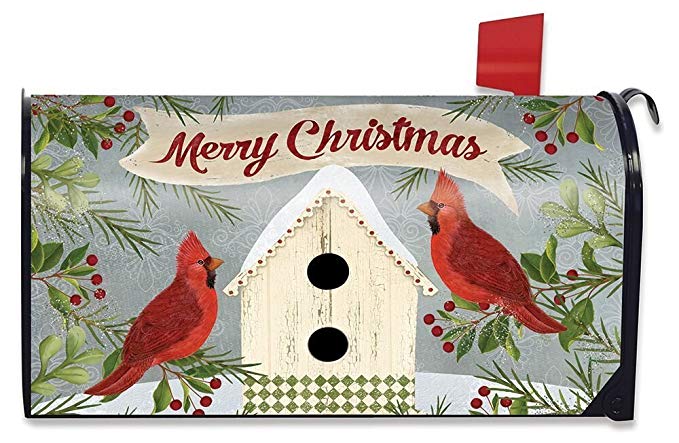 Christmas Cardinal Birdhouse Standard Size Mailbox Cover, M00702