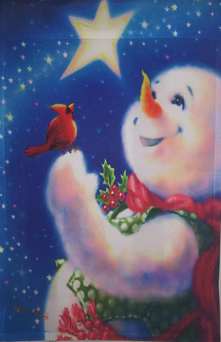 Snowman Holding A Cardinal Garden Flag, #FS818