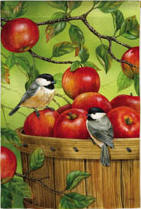 Chickadee Apple Basket Garden Flag,  #141248