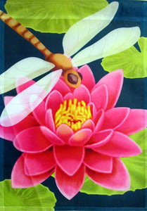 Dragonfly on Lily Garden Flag,  #kly48005