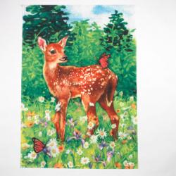 Fawn In Meadow House Flag, #Z25391
