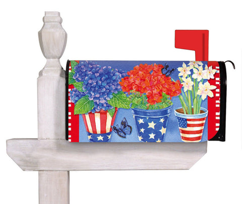 Patriotic Floral Welcome Standard Size Mailbox Cover, #56465