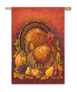 Happy Thanksgiving Turkey House Flag, #131061