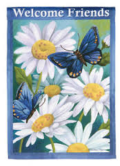 Welcome Butterflies and Daisies House Flag,  #25488