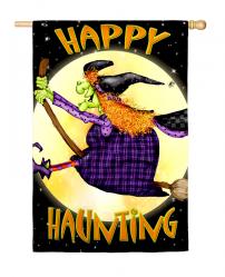 Happy Haunting Plaid Witch Garden Flag,  #141380