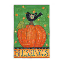 Blessings Bird on Pumpkin Garden Flag,  #14s2650