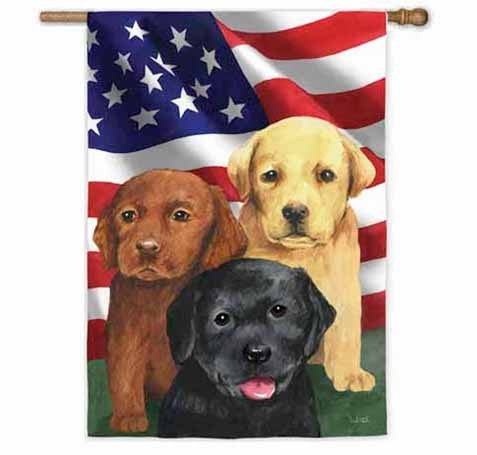 Trio of Puppies House Flag, #13A2538