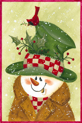 Snowman in Brown and Green House Flag,  #HW0011