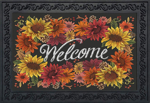 Fall Flowers Welcome Doormat, #D00246